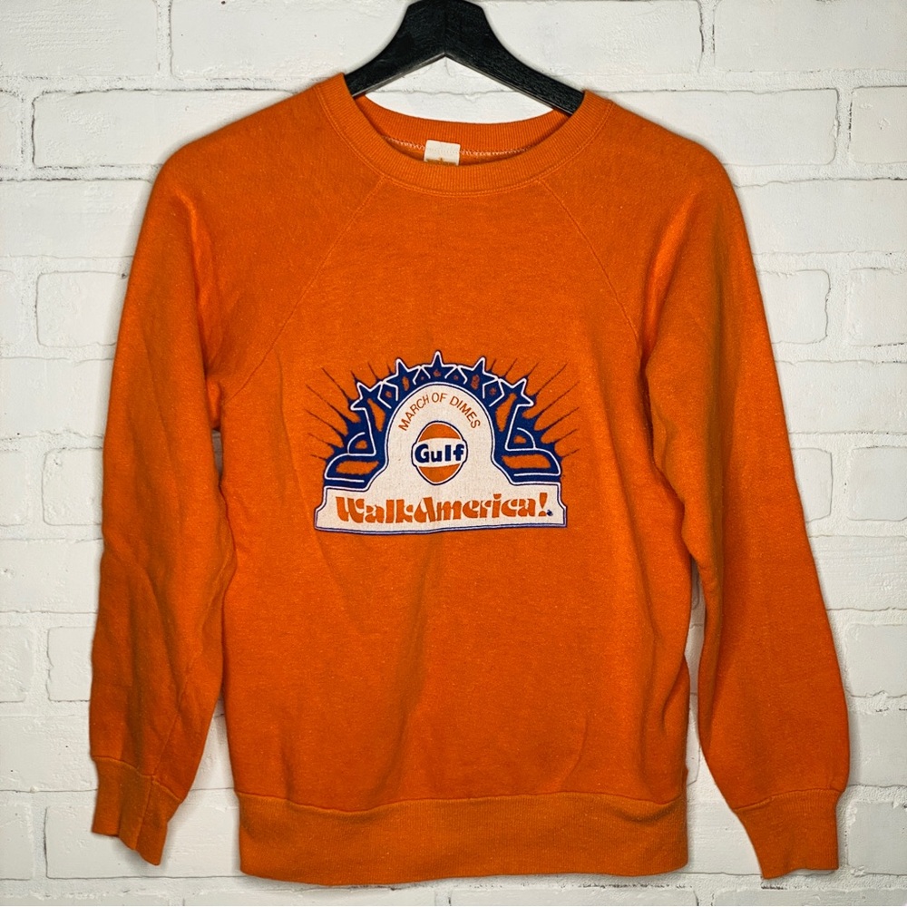 Vintage 70s 80s Gulf Oil Gas Sweatshirt March Of Dimes Small Wearhouse